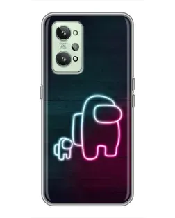 Чехол для Realme GT2 с картинкой «Among Us неон-арт»