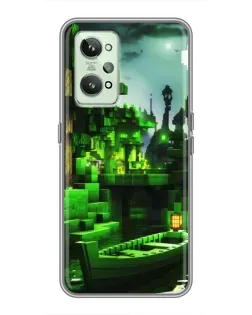 Чехол для Realme GT2 с картинкой «Minecraft лесной пейзаж»