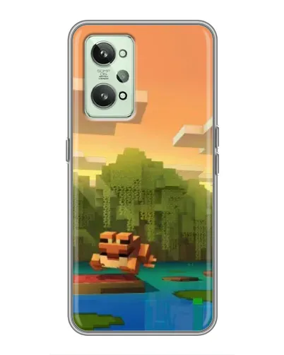 Чехол для Realme GT2 с картинкой «Майнкрафт закат солнца»