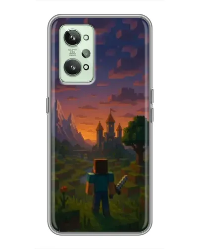 Чехол для Realme GT2 с картинкой «Стив у башни»