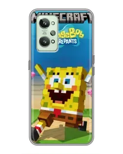 Чехол для Realme GT2 с картинкой «Губка Боб Minecraft»