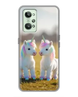 Чехол для Realme GT2 с картинкой «Пара единорогов»