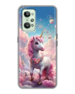 Чехол для Realme GT2 с картинкой «Единорог среди облаков»