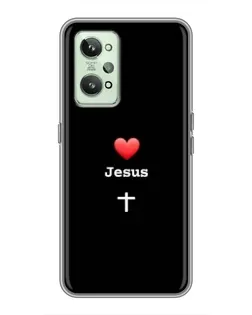 Чехол для Realme GT2 с картинкой «Сердце - Jesus»