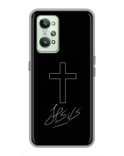 Чехол для Realme GT2 с картинкой «Графический крест Jesus»