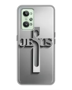 Чехол для Realme GT2 с картинкой «Металлический крест Jesus»