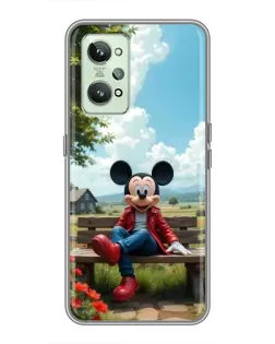 Чехол для Realme GT2 с картинкой «Микки на скамейке»