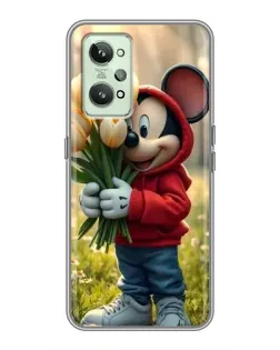 Чехол для Realme GT2 с картинкой «Микки с тюльпанами»