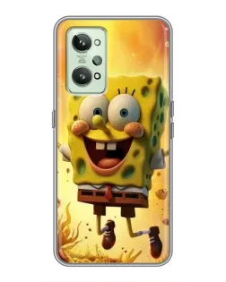 Чехол для Realme GT2 с картинкой «Губка Боб прыгает»