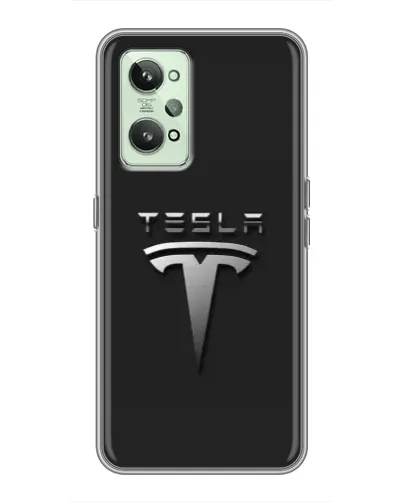 Чехол для Realme GT2 с картинкой «Стальной логотип Tesla»