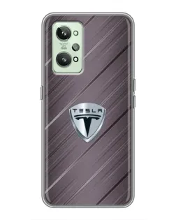 Чехол для Realme GT2 с картинкой «Металлическая текстура Tesla»