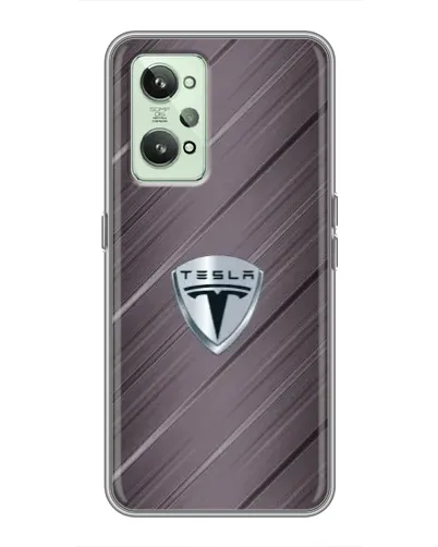 Чехол для Realme GT2 с картинкой «Металлическая текстура Tesla»
