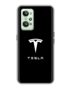 Чехол для Realme GT2 с картинкой «Tesla White Logo»