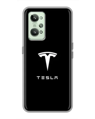 Чехол для Realme GT2 с картинкой «Tesla White Logo»