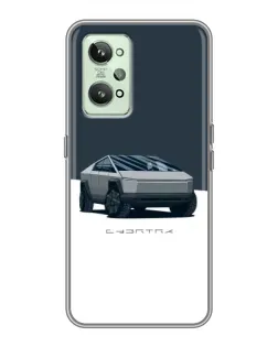 Чехол для Realme GT2 с картинкой «Серебристый Cybertruck Tesla»