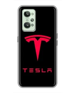 Чехол для Realme GT2 с картинкой «Tesla Red Logo»