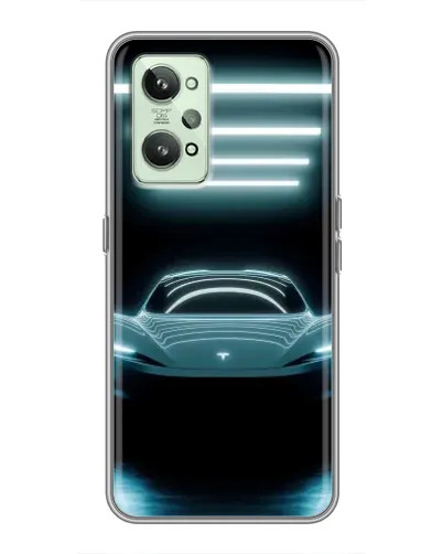 Чехол для Realme GT2 с картинкой «Tesla в неоне»