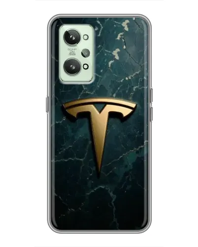 Чехол для Realme GT2 с картинкой «Мраморная Tesla Gold»