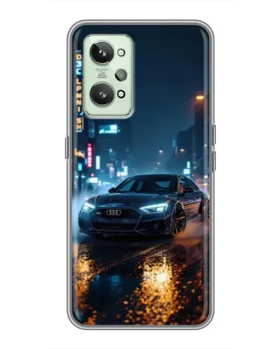 Чехол для Realme GT2 с картинкой «Ночной город и Audi»