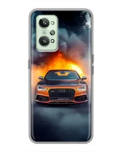 Чехол для Realme GT2 с картинкой «Audi в огненном дыму»