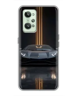 Чехол для Realme GT2 с картинкой «Lamborghini золотые линии»