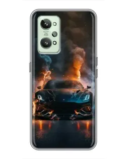 Чехол для Realme GT2 с картинкой «Lamborghini дымная эстетика»