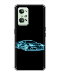 Чехол для Realme GT2 с картинкой «Неоновый контур Lamborghini»
