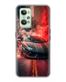 Чехол для Realme GT2 с картинкой «Lamborghini красный дым»