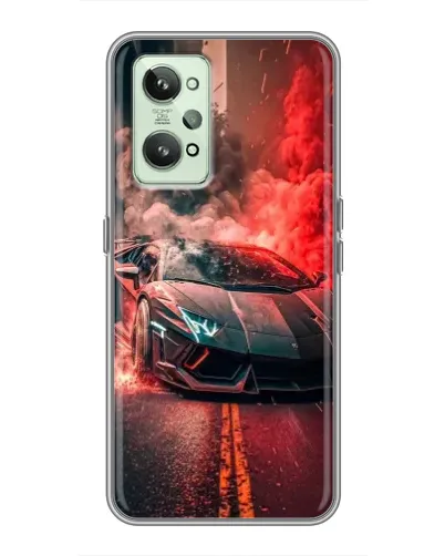 Чехол для Realme GT2 с картинкой «Lamborghini красный дым»
