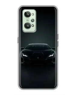 Чехол для Realme GT2 с картинкой «Черный Lamborghini Aventador»