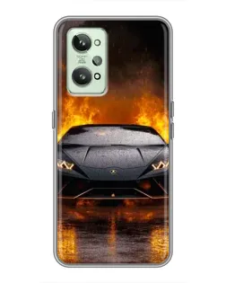 Чехол для Realme GT2 с картинкой «Lamborghini в огне»