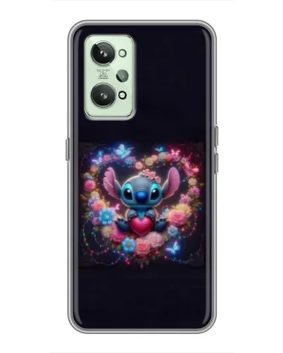 Чехол для Realme GT2 с картинкой «Stitch в цветах»