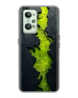 Чехол для Realme GT2 с картинкой «Салатовый разлом скалы»