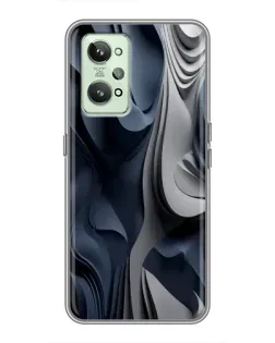Чехол для Realme GT2 с картинкой «Объемные синие складки»
