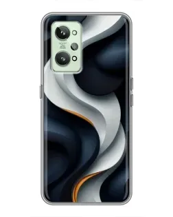 Чехол для Realme GT2 с картинкой «Объемные черно-белые ленты»