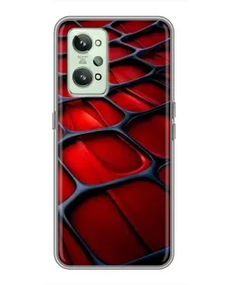 Чехол для Realme GT2 с картинкой «Красная глянцевая сетка»