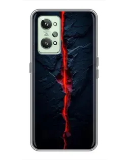 Чехол для Realme GT2 с картинкой «Kрасная лавовая трещина»