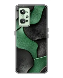 Чехол для Realme GT2 с картинкой «Зеленые кожаные волны»