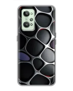 Чехол для Realme GT2 с картинкой «Объемная темная решетка»