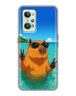 Чехол для Realme GT2 с картинкой «Морская капибара»