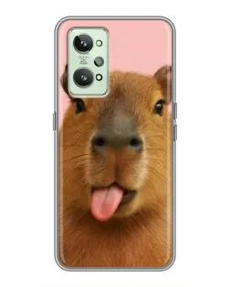 Чехол для Realme GT2 с картинкой «Капибара с языком»