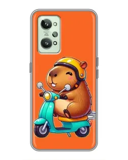 Чехол для Realme GT2 с картинкой «Капибара на скутере»