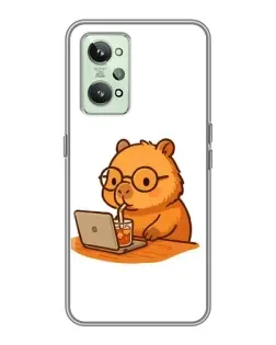 Чехол для Realme GT2 с картинкой «Капибара с ноутбуком»