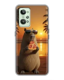 Чехол для Realme GT2 с картинкой «Капибара с пиццей»