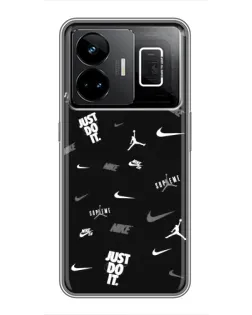 Чехол для Realme GT3 с картинкой «Nike Black Pattern»
