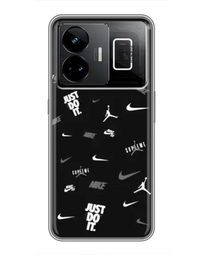 Чехол для Realme GT3 с картинкой «Nike Black Pattern»