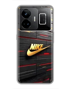Чехол для Realme GT3 с картинкой «Золотой Nike на металле»