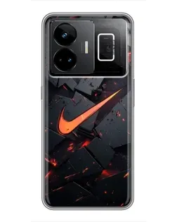 Чехол для Realme GT3 с картинкой «Nike — эффект разломов»