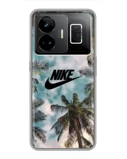 Чехол для Realme GT3 с картинкой «Тропический принт Nike»