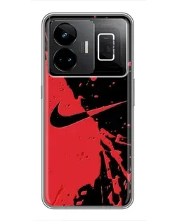 Чехол для Realme GT3 с картинкой «Красные брызги Nike»